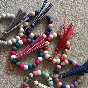 Colorful Beaded Keychain Bracelet Set